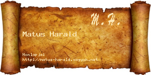 Matus Harald névjegykártya